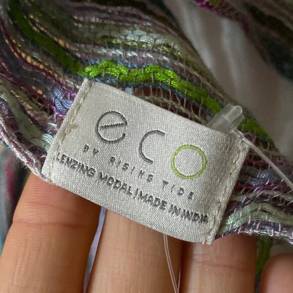 NEW Infinity Scarf by ECO Rising Tide Pink Teal Multicolor Boho Striped Hippie - Picture 6 of 10